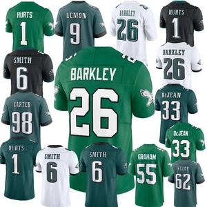 Venta al por Mayor de Camisetas Philadelphia de Alta Calidad, Completamente Cosidas # 26 Barkley # 1 Hurts # 6 <span class=keywords><strong>Smith</strong></span> # 33 DeJean # Camiseta de Fútbol Americano Número 9 Lemon - Product Image 1