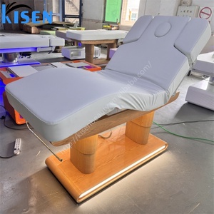 KISEN Luxury Led Gold Stainless Steel Base Modern Beauty Spa <b>Electric</b> Facial Bed extra Wide Massage <b>Table</b> for Sale - Product Image 1