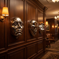 Sculpture de visage humain en résine électro-plaquée, art moderne KTW Decoration, à vendre
