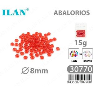 Ilan Abalorios Perline Rondelle Sfaccettate Rosse Trasparenti 8mm 15g - Product Image 1