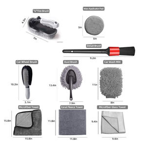 Set sikat pembersih mobil, 9 buah sikat handuk <span class=keywords><strong>Microfiber</strong></span> sikat ban Interior eksterior mobil Set alat cuci - Product Image 2
