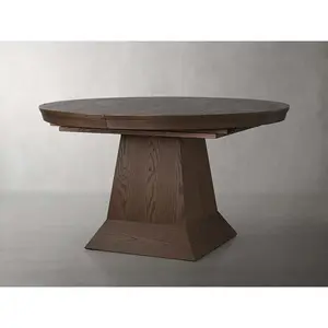 Faddish Round Oak Wood Extendable Dining Table Living Room Modern Round Dining Table