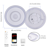 TUYA APP Télécommande de Luxe Moderne, Dimmable, RGBW, Luminaire Intelligent LED de Plafond Intérieur pour le Salon avec Haut-Parleur Bluetooth