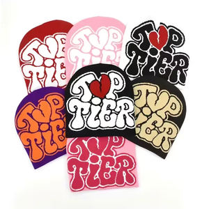 Nouvelle lettre Jacquard pull Beanie chapeau automne hiver Hip Hop Y2k <span class=keywords><strong>Bonnet</strong></span> extérieur chaud tricoté casquette froide - Product Image 1