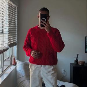 <span class=keywords><strong>Pull</strong></span> unisexe en coton torsadé uni pour le <span class=keywords><strong>printemps</strong></span> et l'automne à col rond et col rouge pour Noël - Product Image 3