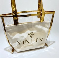 Sac à main holographique de luxe avec poignée dorée, logo personnalisé, mini sac fourre-tout, sac de plage rayé, sac de shopping