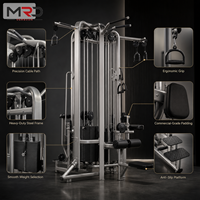Máquina de Gimnasio Multifuncional de 16 Estaciones con Cable Cruzado, Polea Superior, Remo Bajo, Curl de Brazo, Press de Tríceps para Entrenamiento de Fuerza
