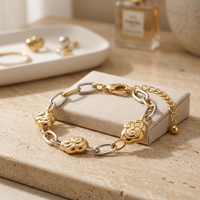 Bracelet à maillons personnalisé avec breloque nuage, chaîne ondulée, jonc, ton argenté, ton doré, ton or rose, bijoux de mode