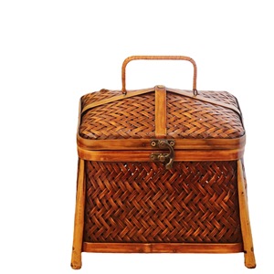 <b>Bamboo</b> Woven Storage Box Rectangle Handmade Food <b>Container</b> Gift Use - Product Image 5