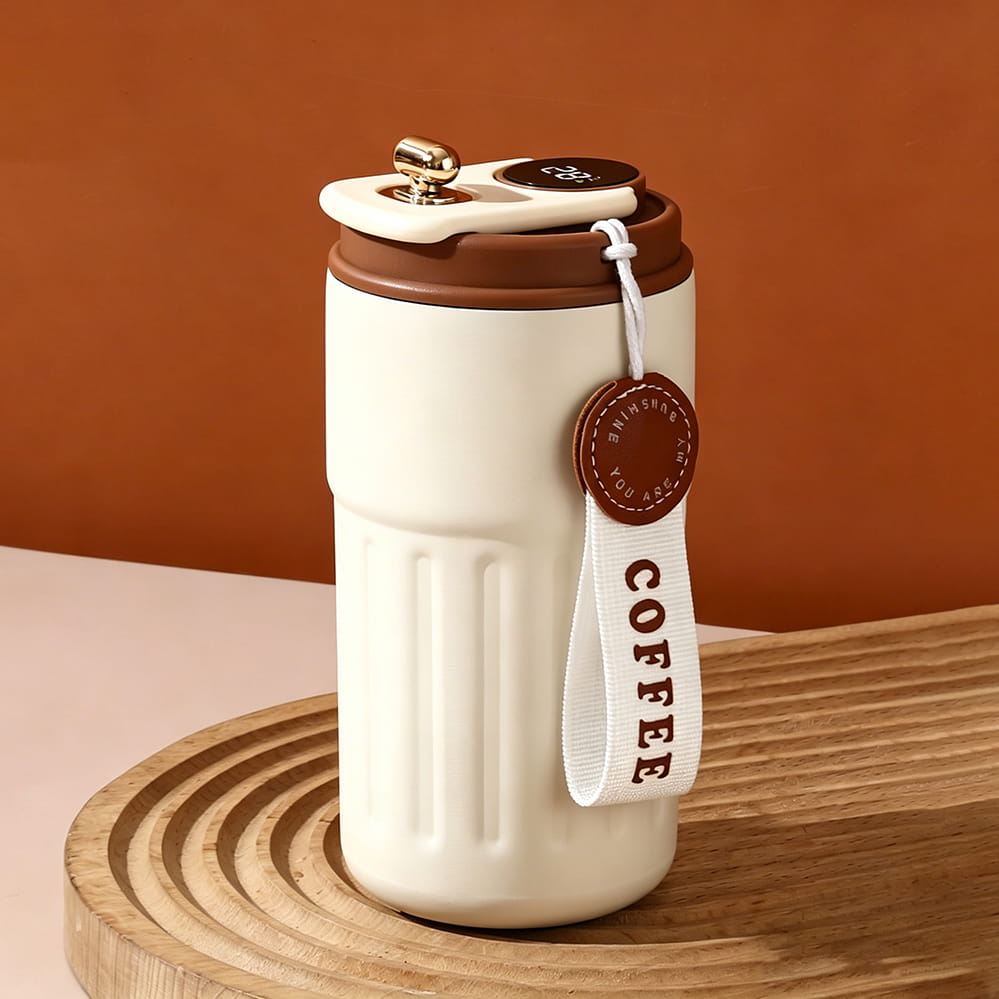 beige mug+Brown lid