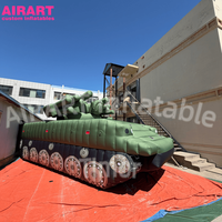 Modèle de char pour accessoires de fête, char Sherman gonflable pour accessoires de scène, véhicule réaliste avec missiles pour expositions muséales