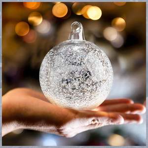<strong>Large</strong> Borosilicate Glass Christmas <strong>Baubles</strong> with Clear Snowflake Dots Hanging Ornaments for <strong>Xmas</strong> Party Home Decor - Product Image 5