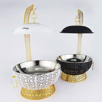 UIWS 8L Ensemble de réchauds de buffet suspendus en acier inoxydable noir avec contrôle manuel de la température et chauffage à l'alcool pour les écoles