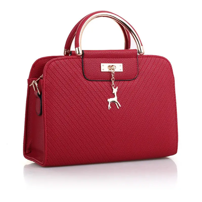 Handbags ladies bags women's solid color women's bag upscale zipper style Custom Women red Hand Bag