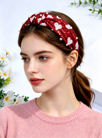 Bandeau à cheveux en forme de cœur avec nœud à paillettes et motif cœur brillant, accessoire de cheveux festif et mignon pour mariage, adapté aux femmes, taille 3 cm