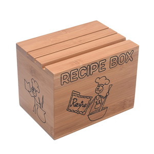 2022 Bamboo Wood <strong>Recipe</strong> Holder Storage <strong>Recipe</strong> <strong>Box</strong> for 6x4 Inch <strong>Recipe</strong> <strong>Cards</strong> Organizer - Product Image 4