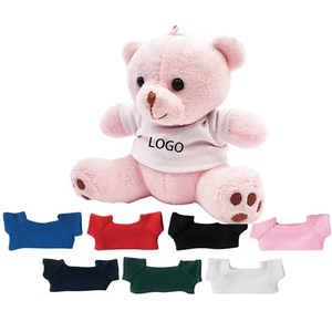 Logotipo de impresión personalizada de 4 ', regalo de recuerdo, me encanta Rusia, EE. UU., pequeño oso de peluche con camiseta, Mini llavero de felpa - Product Image 1