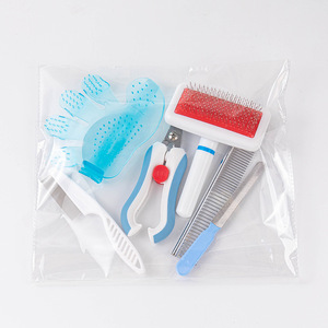 Pet Grooming Brush <b>Kit</b> Dog Cat Massage Deshedding Comb Nail Clipper Flea Comb Portable Cleaning <b>Tools</b> - Product Image 1