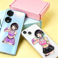 Autocollants décoratifs transparents personnalisés pour téléphone portable et ordinateur portable, imperméables, style dessin animé, kawaii, autocollants en vinyle PVC découpés sur mesure pour filles