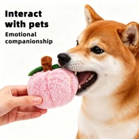 Jouet en peluche pour animaux de compagnie en forme de pêche, personnalisé, de haute qualité, doux, à mâcher, interactif, pour l'anxiété des chiots