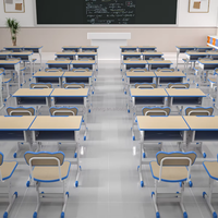Ensemble bureau et chaise d'école réglables, fournitures de classe, mobilier de bureau, table d'étude ergonomique avec tiroir