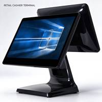 Terminal POS Retail All in One 15.6 + 11.6 Inch Layar Sentuh Pelanggan, Mesin Kasir Cocok untuk Restoran dan Supermarket