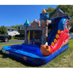 commercial grade kids inflatable combo bounce hous Toddler Enchanted Kingdom Combo Bounce House With XL Pool