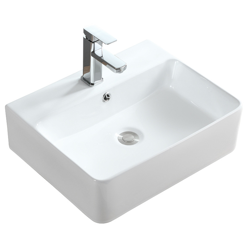 Wholesale cheap modern countertop toilet cabinet hand wash basin white porcelain rectangular vessel sink ceramic bathroom sink