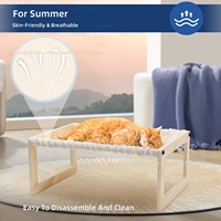 Lit pour chat en bois avec hamac amovible, lavable et respirant, maison pour chats et chiens, endroit de repos frais pour toutes les saisons, utilisation en intérieur