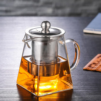 Théière carrée en verre borosilicate haute résistance, épaisse et transparente, pour le thé et le café