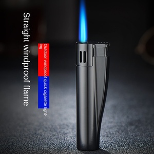 Encendedor de Cigarrillos Retro de Nuevo Estilo, Suministro del Fabricante, Encendedor de Llama Azul Recta para Hombre, Metálico Redondo, a Gas, Resistente al Viento, de <span class=keywords><strong>Butano</strong></span> - Product Image 2