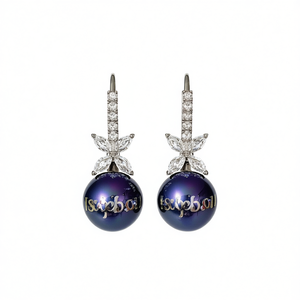 Orecchini Pendenti Stepholl in Argento 925 con Perla Blu a Forma di Sfera, Gioielli di Lusso da Donna per Feste, Orecchini con Cristalli Incastonati a Griffe - Product Image 1