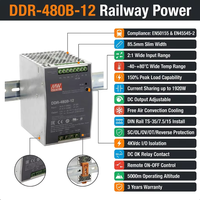 Convertisseur DC-DC à sortie unique monté sur rail Mean Well DDR-480B-12, alimentation 12V 33.4A 400.8W, série DDR-480B