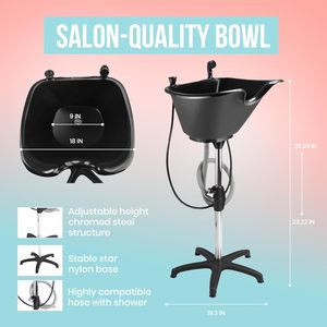 Bac à shampoing portable pour salon de coiffure avec hauteur réglable et drain, en plastique, pour artistes et salons de coiffure - Product Image 3