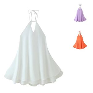 Vestido Casual de Verano para Mujer, Estilo Chic, Tres Colores, Halter, Corto, Vintage, sin Espalda, sin Mangas - Product Image 1