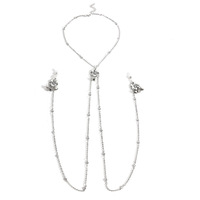 Chaîne de téton sexy à pendentif fleur, non-percée, anneaux de téton réglables, chaînes de corps, collier ras-du-cou en caoutchouc, fausses bagues de téton pour femmes