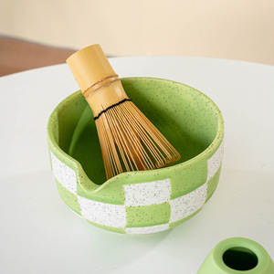 Bol à Matcha de grande capacité en céramique lisse PC motif à carreaux résistant aux hautes températures pour le service du <span class=keywords><strong>thé</strong></span> outil de cérémonie du <span class=keywords><strong>thé</strong></span> - Product Image 2