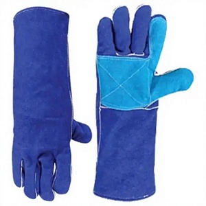 Guantes de soldador de cuero de alta resistencia Puño largo Vaca Split Reforzado Textura suave Chispa y resistente al calor para la seguridad - Product Image 1