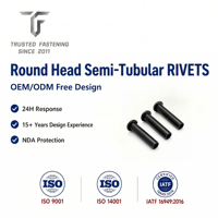 Rivets semi-tubulaires à tête ronde en titane TianFang pour la production de joints de présentoirs, finition polie, approvisionnement stable par lots