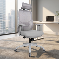 Chaise de bureau exécutive à dossier haut en maille Kabel, chaise de bureau pivotante contemporaine avec appui-tête et accoudoirs réglables en tissu