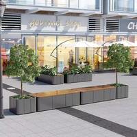 Grandes chaises longues rectangulaires modernes d'extérieur avec jardinières décoratives en métal pour la décoration de centres commerciaux pour l'affichage de pots de fleurs