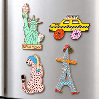 Aimants de réfrigérateur personnalisés avec logo OEM, design artistique, aimant métallique puissant, autocollant souvenir, décoration intérieure, cadeaux touristiques