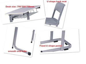 High Quality Modern Fixed Single School Furniture <b>Desk</b> Chair Set Steel+Plywood+MDF+Plastic Construction Custom Color PT-307E Stu - Product Image 2