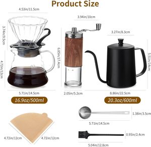 <b>Coffee</b> Grinder Set Pour Over <b>Coffee</b> Hand-brewed Pot Pot, <b>Filter</b> Drain Drip <b>Coffee</b> Set for Gifts - Product Image 2