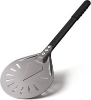 Schwarz und Silber Farbe Perforiertes Rechteck Aluminium Pizza Peel Schaufel Mit Drehen Pizza Paddel Mit Abnehmbarem Griff