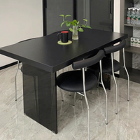 Table à manger en quartzite noir crémeux de style français, luxe léger, moderne et minimaliste, rectangulaire flottante en acrylique, résistante aux hautes températures