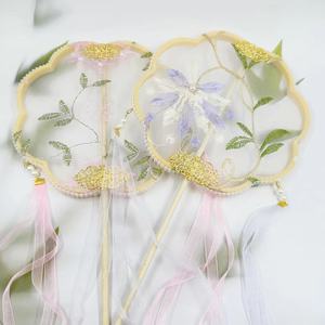 Abanico bordado de doble cara semitransparente, estilo tradicional chino, abanico redondo Hanfu para mujer, abanico duradero de verano para niños - Product Image 1