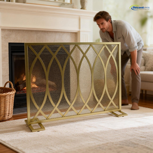 Protector de <span class=keywords><strong>Chimenea</strong></span> Decorativo, Resistente al Calor, de Malla, a Prueba de Chispas, Seguro para Niños, Fácil de Limpiar, Independiente - Product Image 1