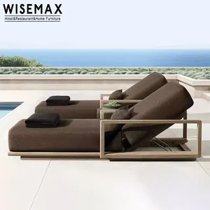 WISEMAX FURNITUREモダンなチーク材の屋外用家具無垢材のソファベッドテラス防水日焼け止めレジャーヴィラガーデンチェア