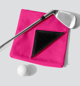Serviette de golf magnétique avec brosse de nettoyage 2-en-1, nettoyeur de balles en microfibre gaufrée avec brosse intégrée pour clubs - Product Image 4